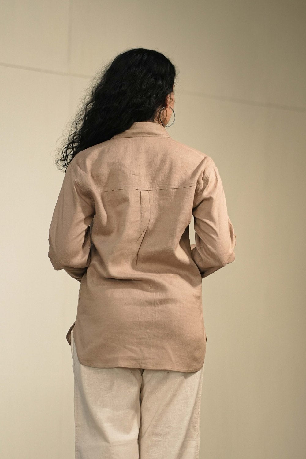 Women’s Brown Cotton-Linen Shirt