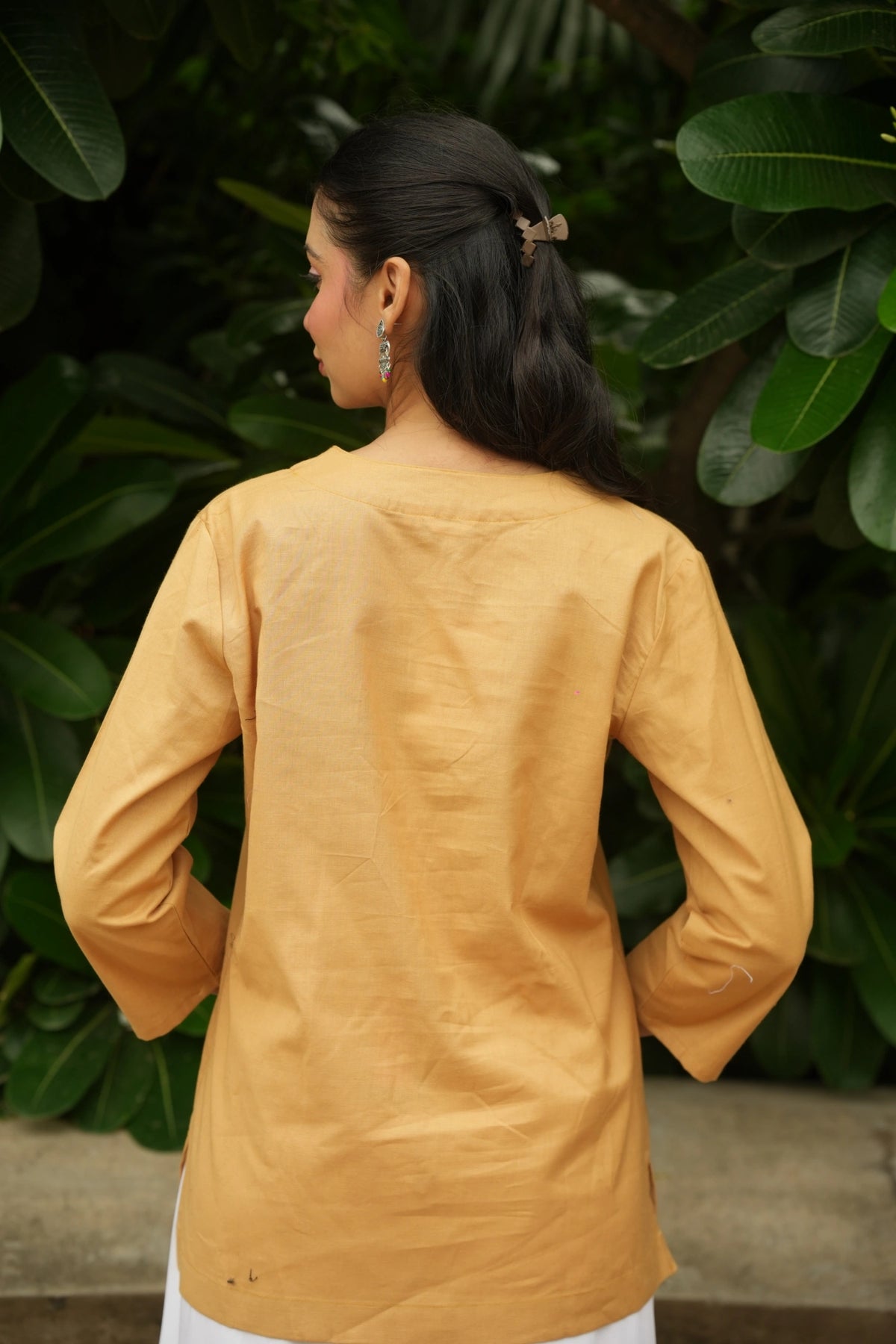 Yellow Cotton Short Kurta