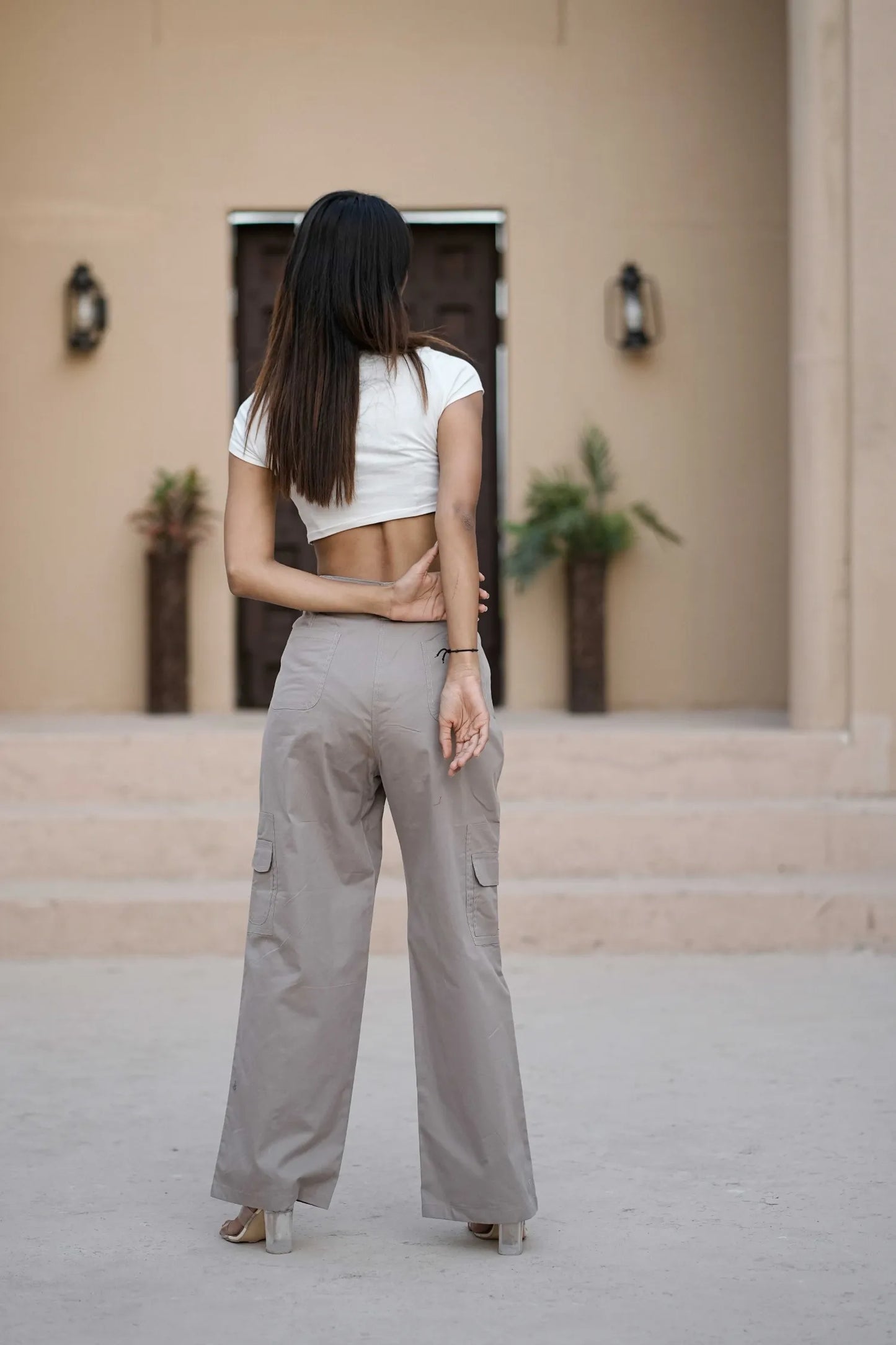 Women’s Relaxed Fit Utility Cargo Pants Grey