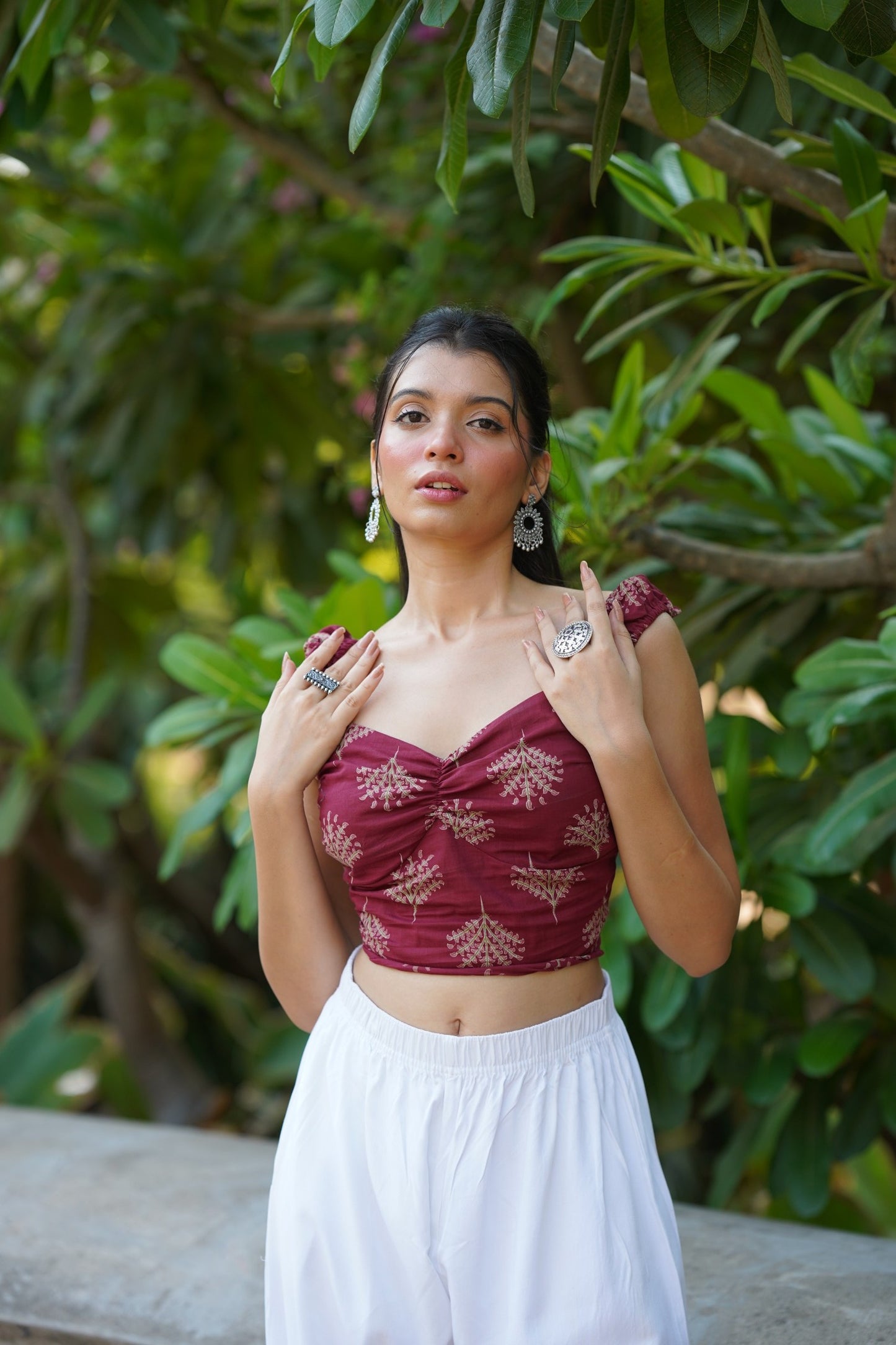 Wine Ruched Corset Top