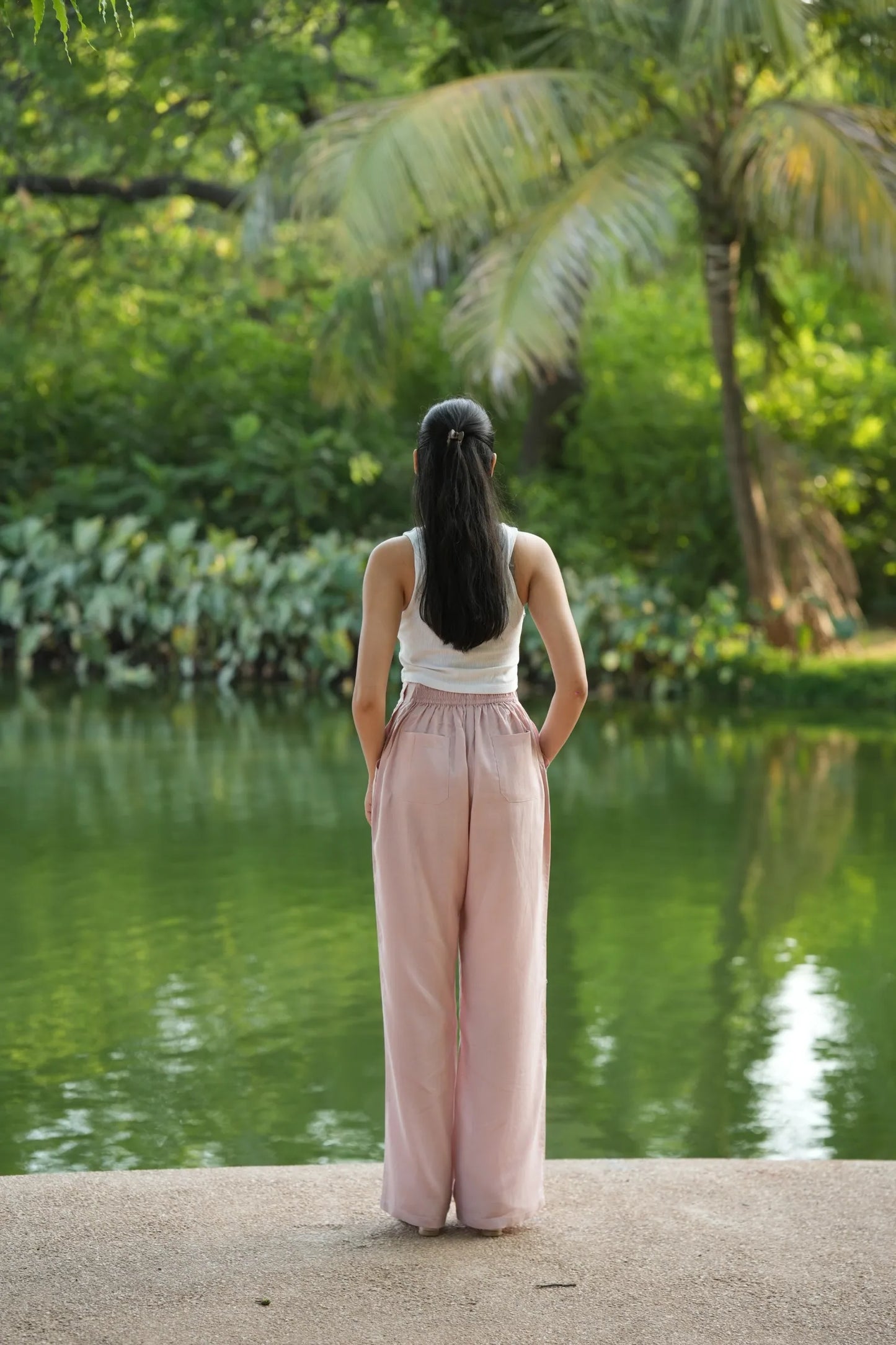 Onion pink airy linen pants