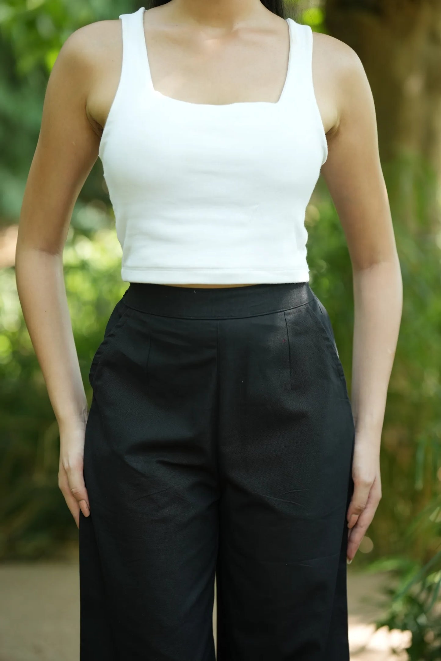 Black Handloom Cotton Wide Leg Pants