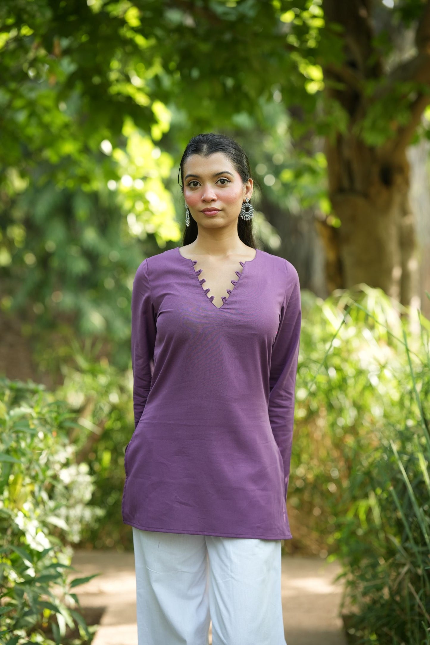 Purple Solid Lupi Kurti
