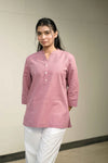 Women’s Pink Cotton-Linen Short Kurta