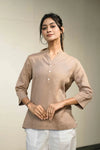 Women’s Brown Cotton-Linen Short Kurta