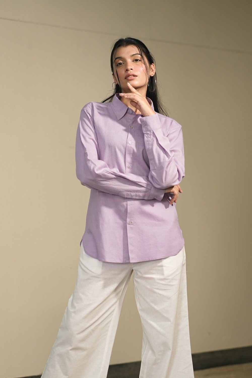 Women’s Lilac Cotton-Linen Shirt