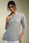 Women’s Grey Cotton-Linen Short Kurta