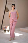 Women’s Pink Handloom Cotton Buttoned Waistcoat Top
