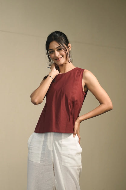 Onion Handloom Cotton Sleeveless Top