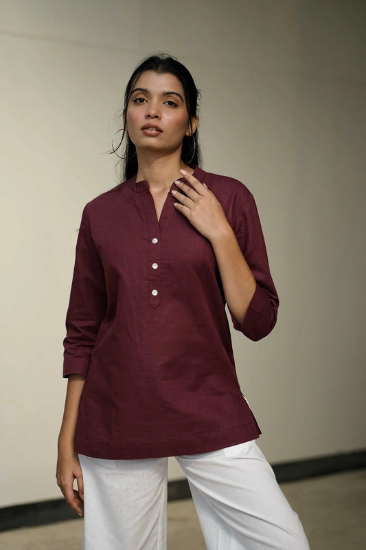 Women’s Onion Cotton-Linen Short Kurta