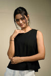 Black Handloom Cotton Sleeveless Top
