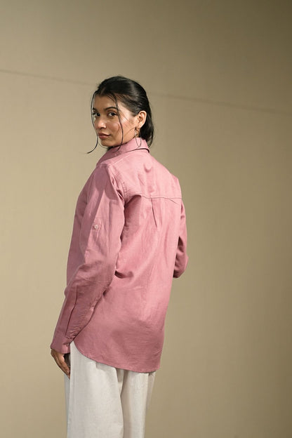 Women’s Pink Cotton-Linen Shirt
