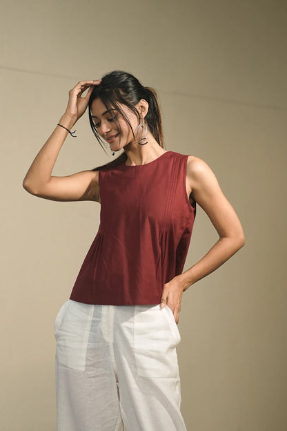 Onion Handloom Cotton Sleeveless Top