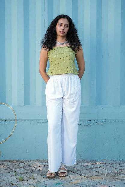 Lime Green Print Sleeveless Top