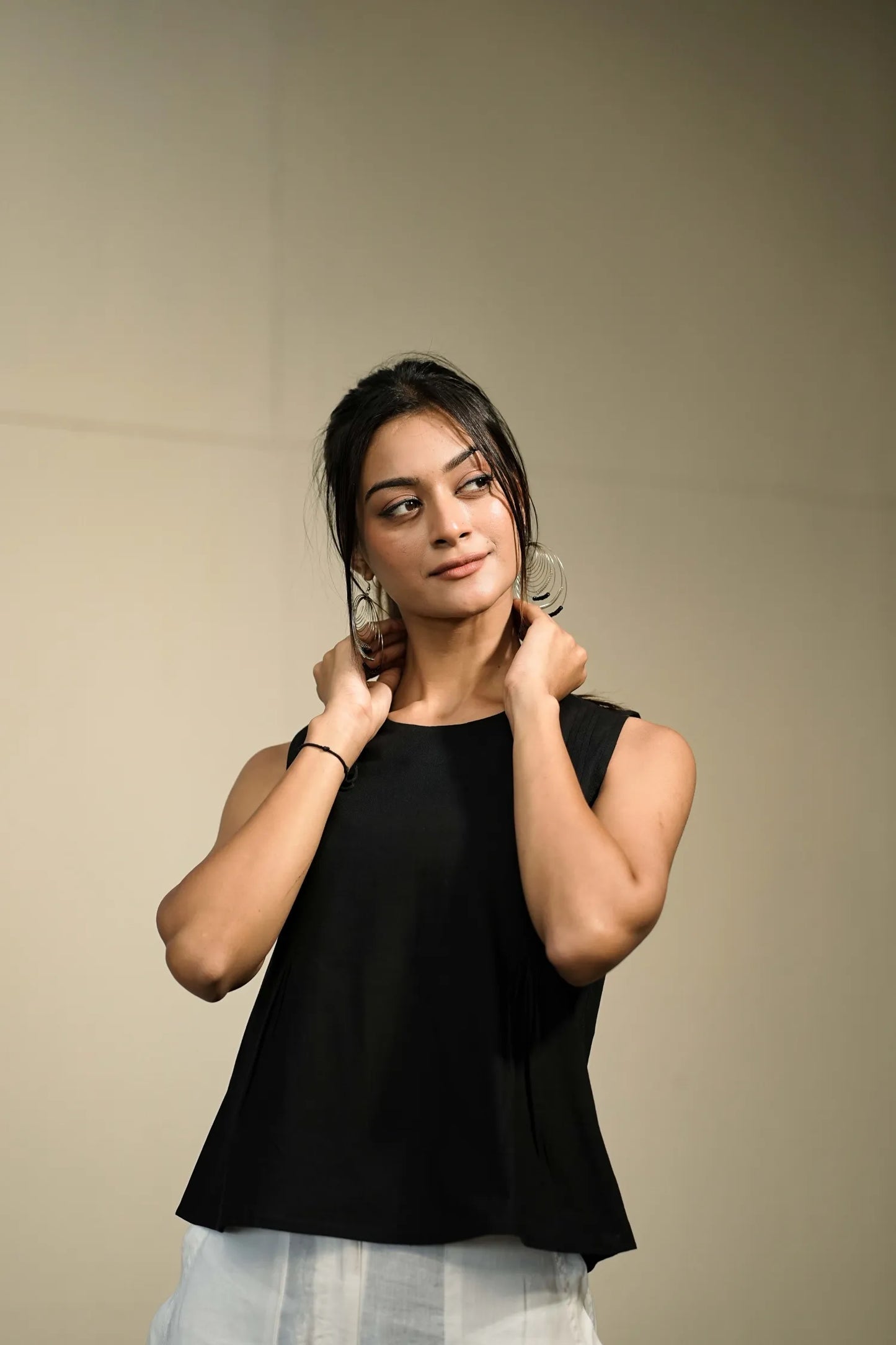 Black Handloom Cotton Sleeveless Top