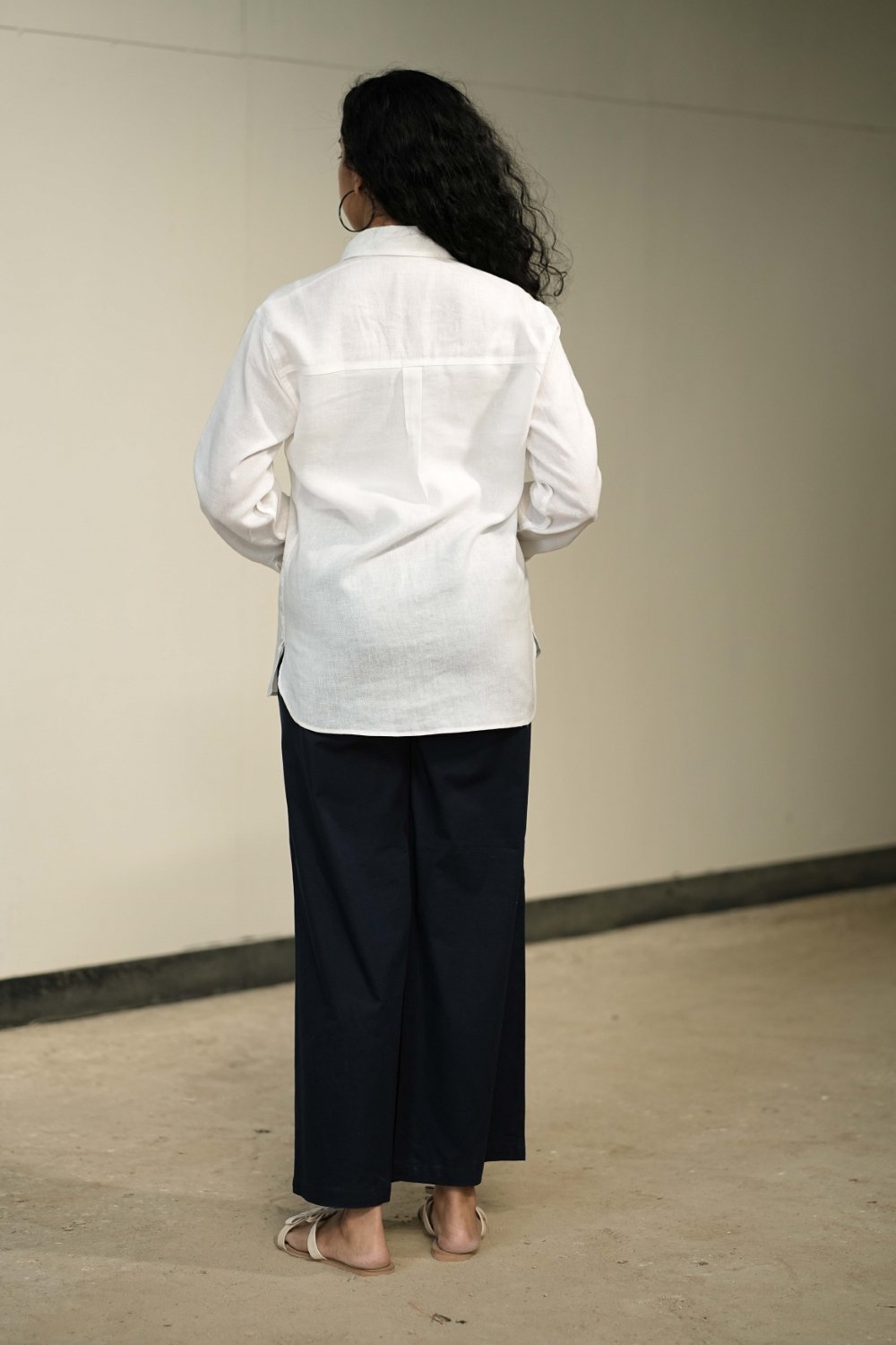 Women’s White  Cotton-Linen Shirt