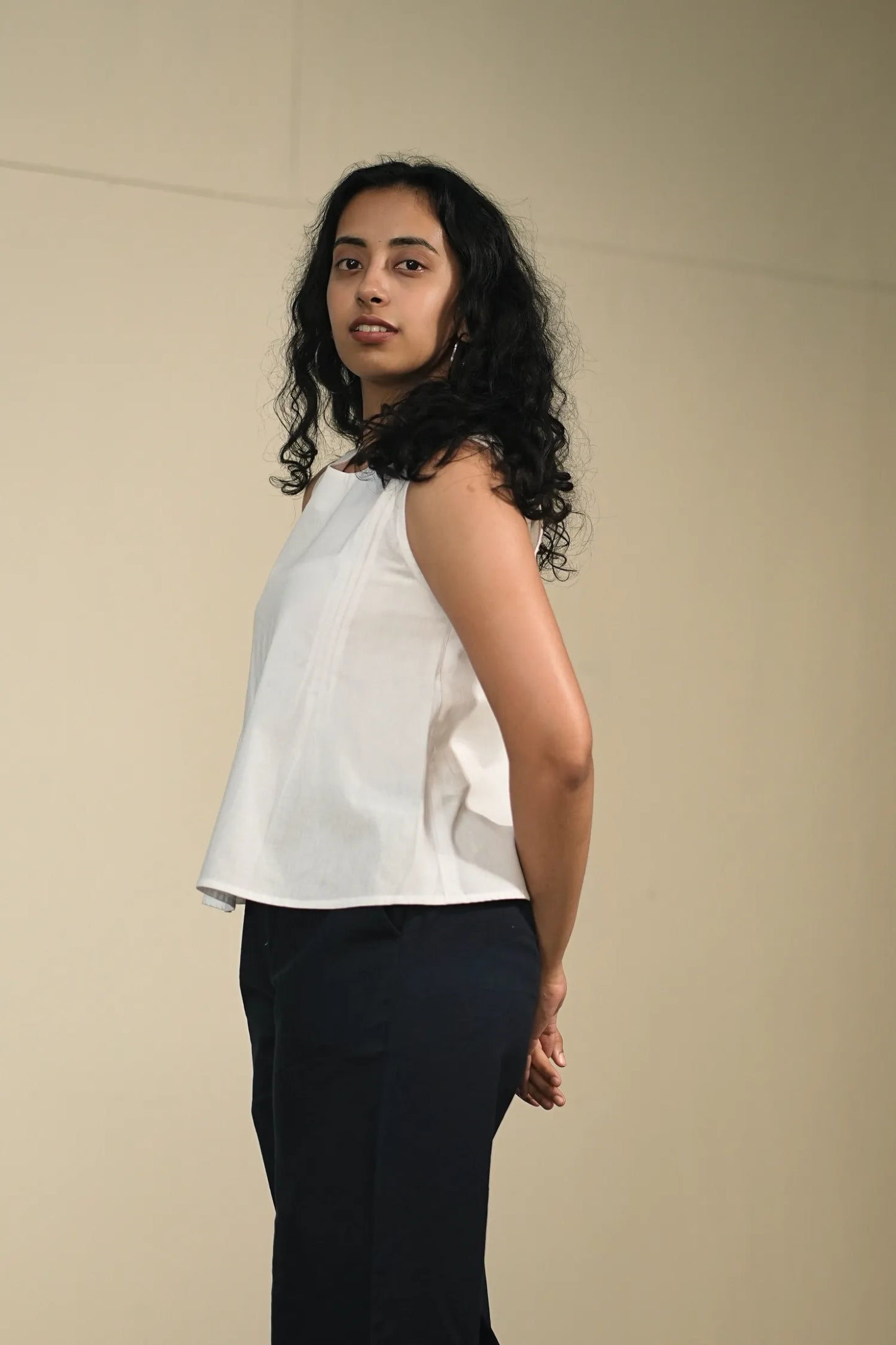 White Handloom Cotton Sleeveless Top