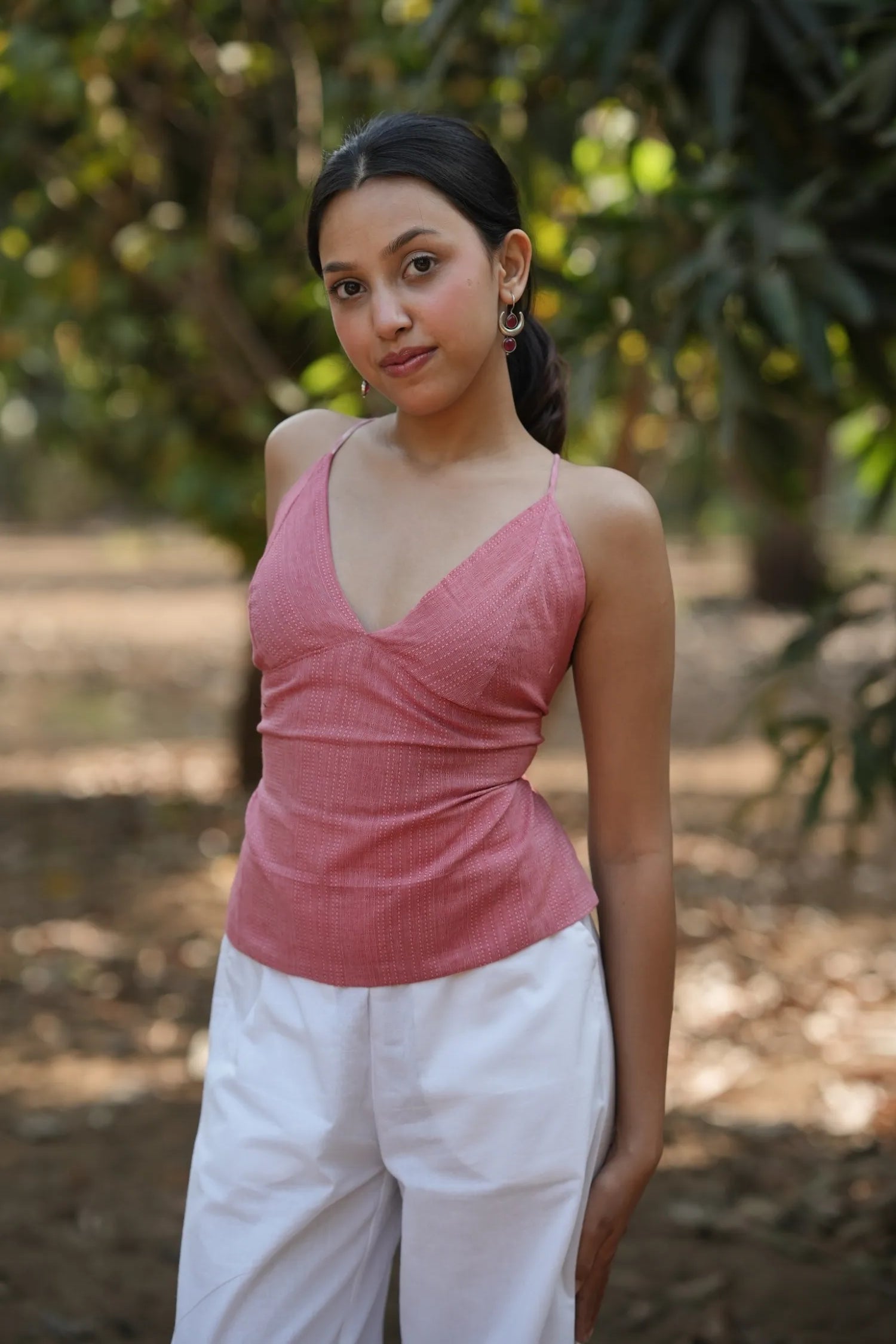 Dusty Rose Tie Back Top