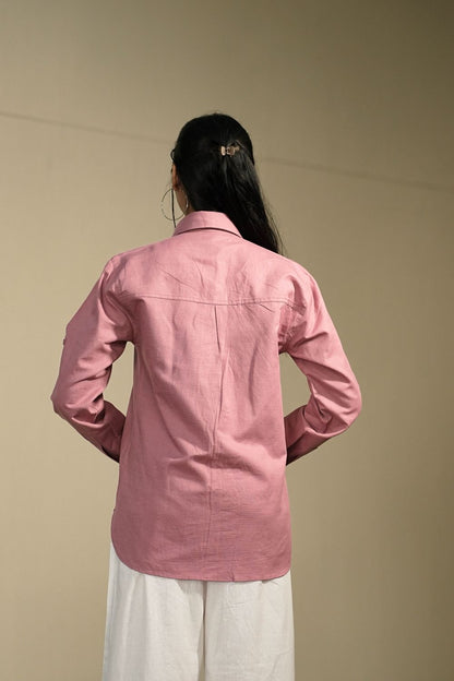 Women’s Pink Cotton-Linen Shirt