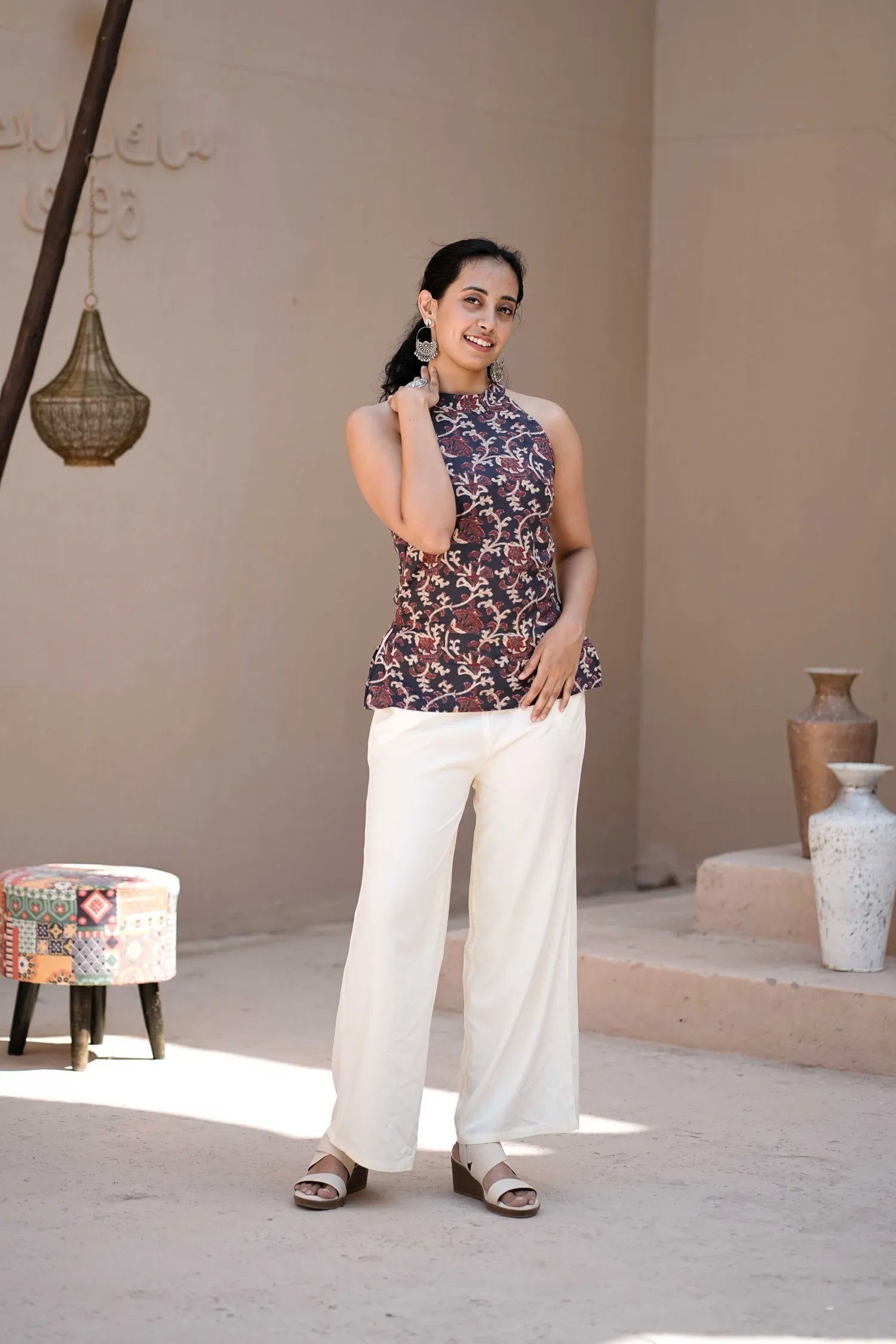 Navy Maroon Kalamkari Kurti