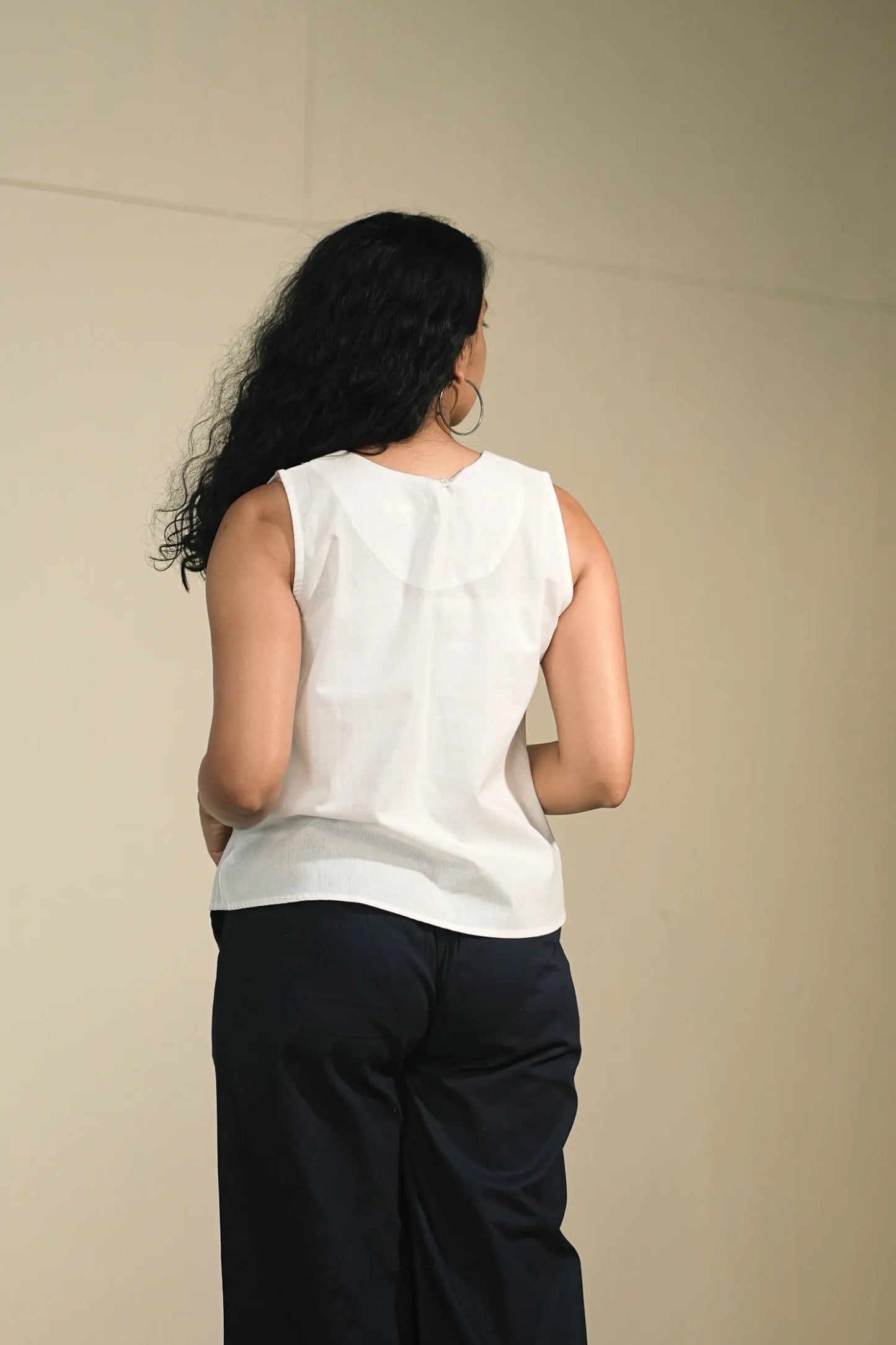 White Handloom Cotton Sleeveless Top