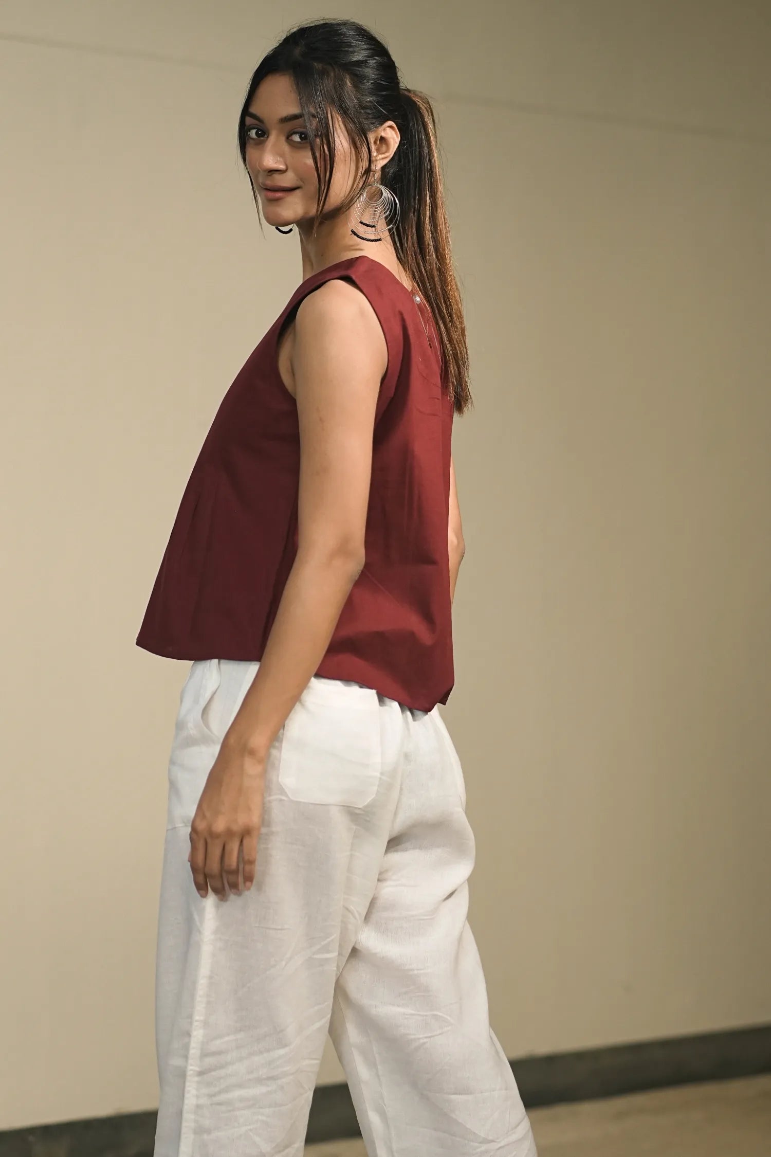 Onion Handloom Cotton Sleeveless Top