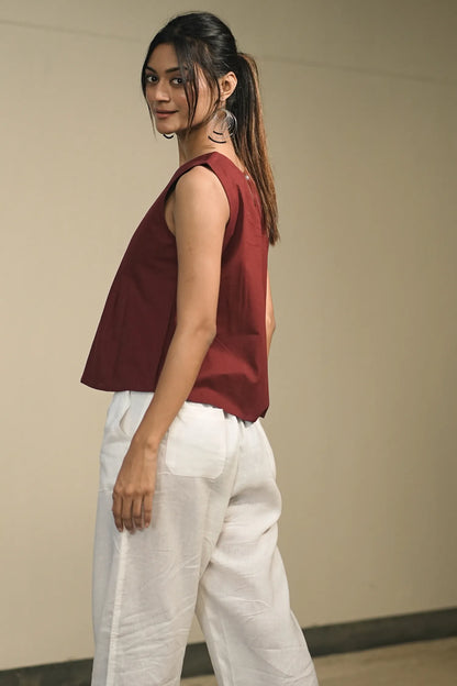 Onion Handloom Cotton Sleeveless Top