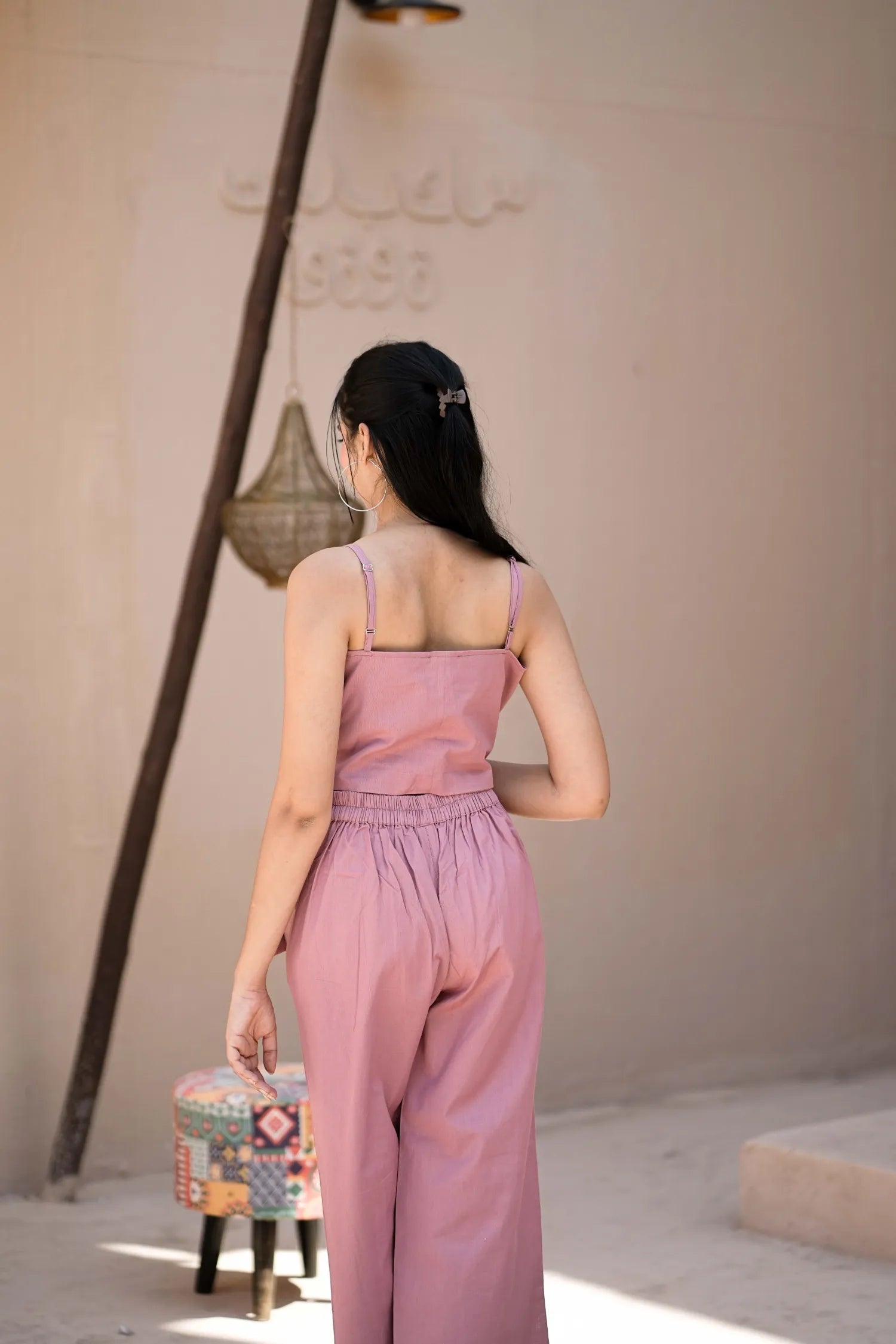 Women’s Pink Handloom Cotton Buttoned Waistcoat Top