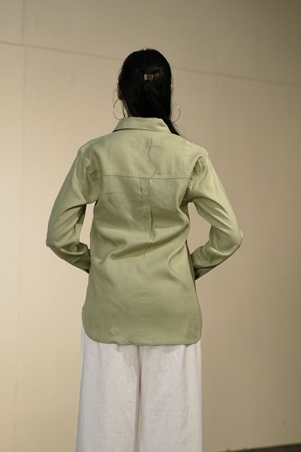 Women’s Green Cotton-Linen Shirt