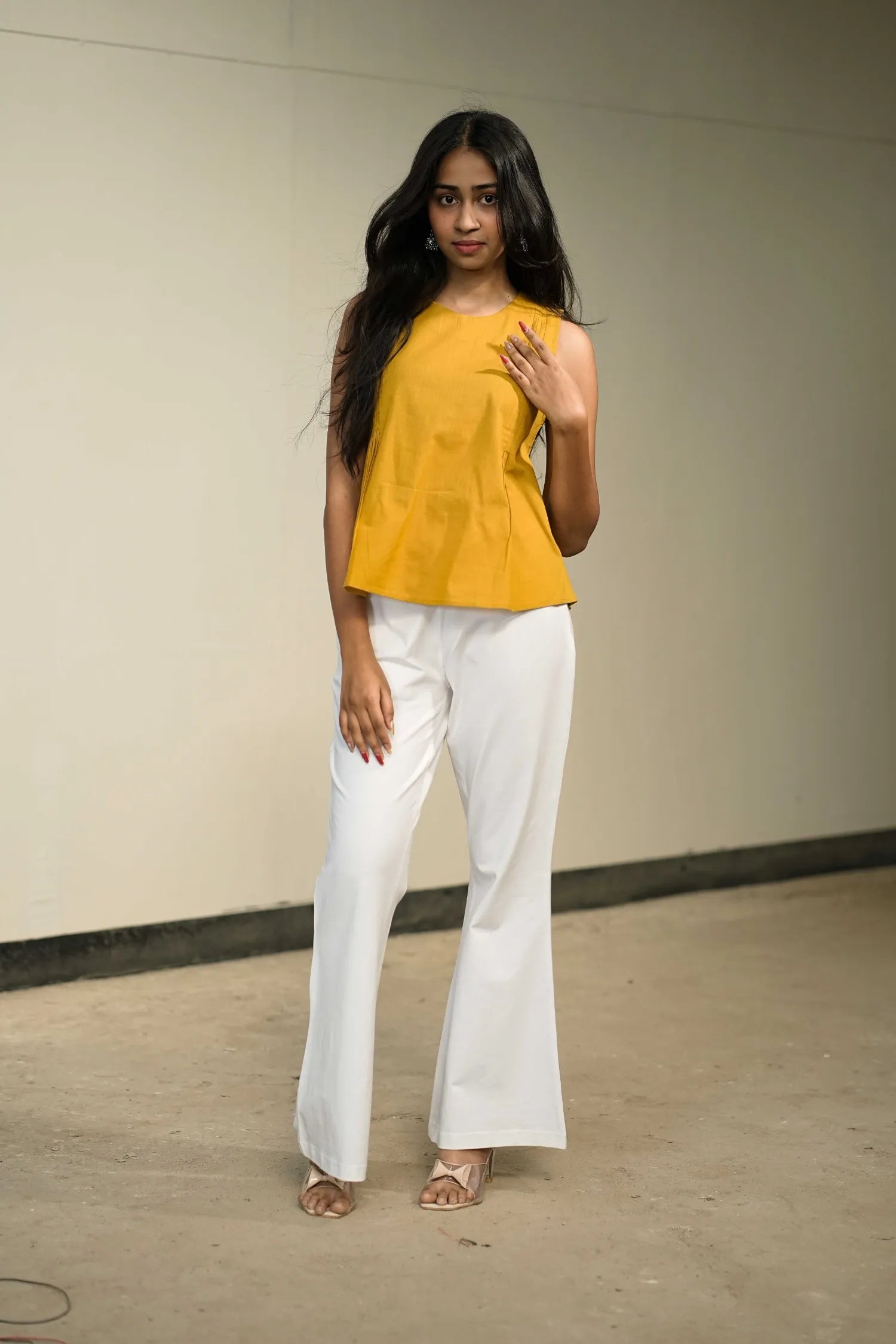 Mustard Handloom Cotton Sleeveless Top