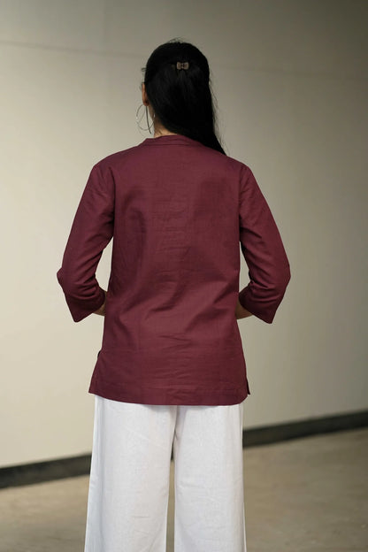 Women’s Onion Cotton-Linen Short Kurta
