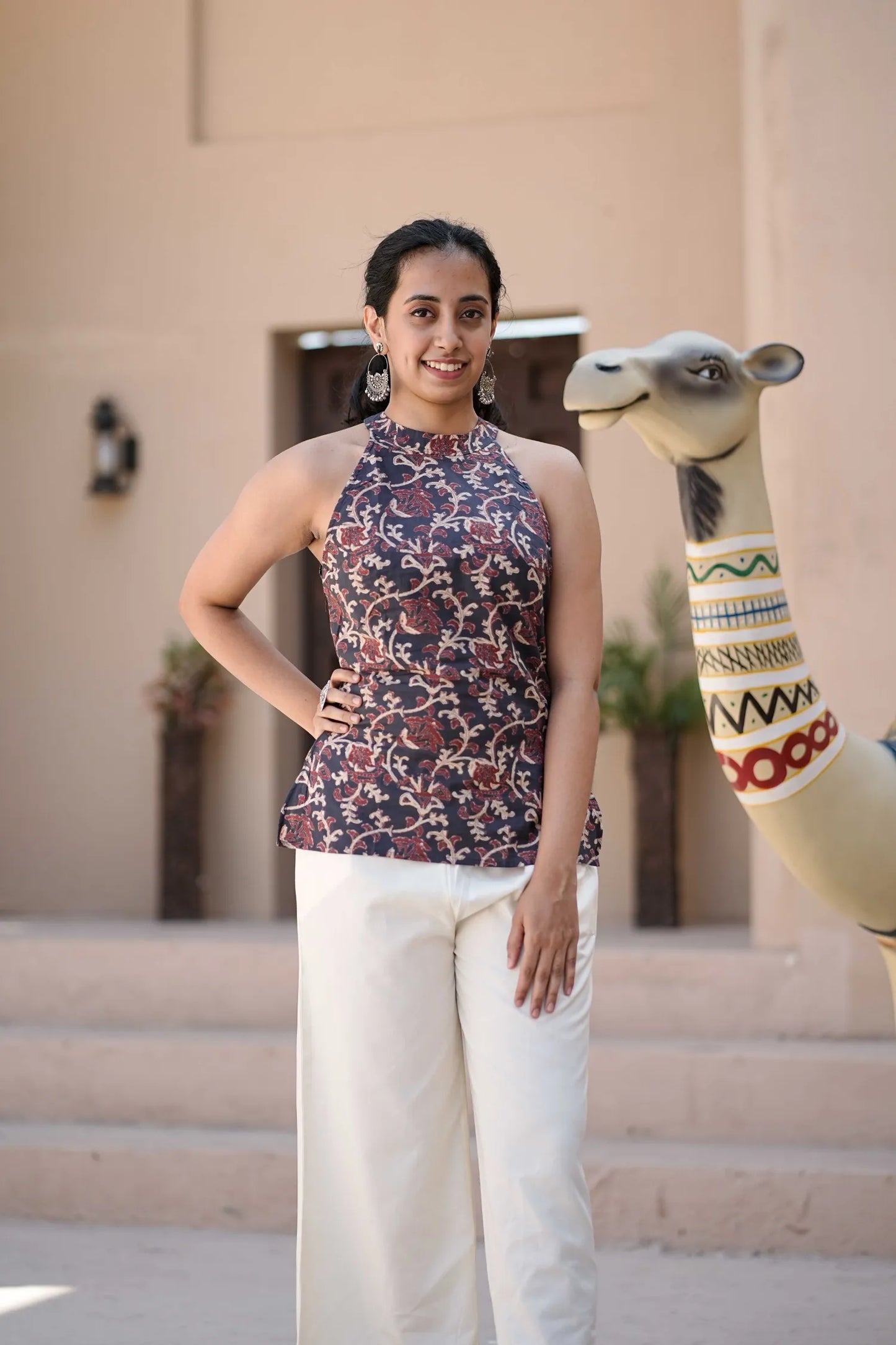 Navy Maroon Kalamkari Kurti