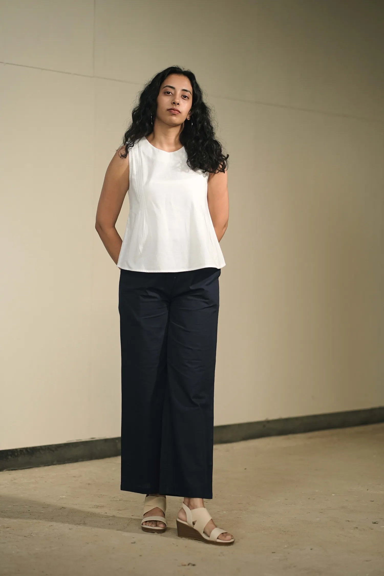 White Handloom Cotton Sleeveless Top