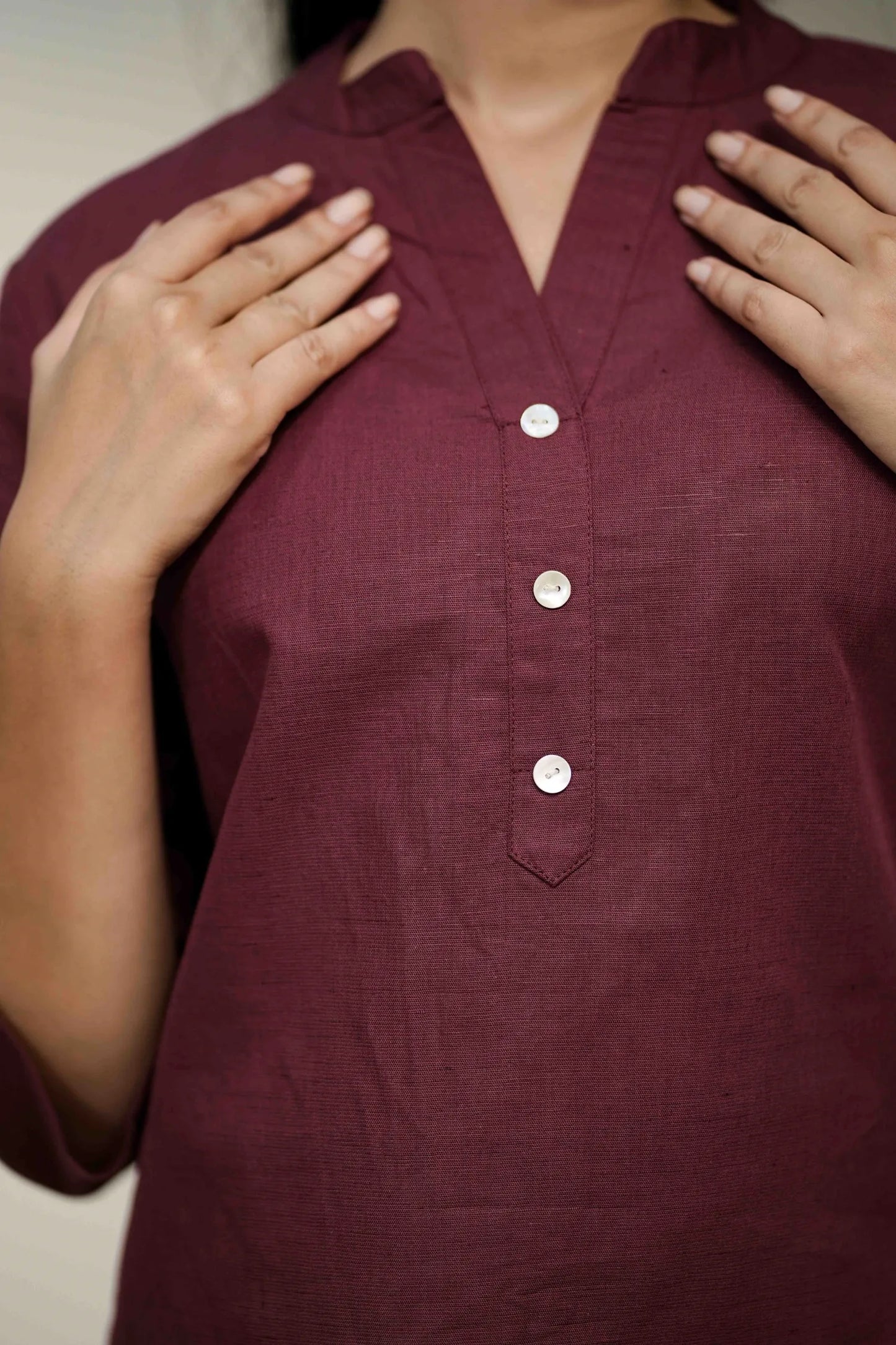 Women’s Onion Cotton-Linen Short Kurta