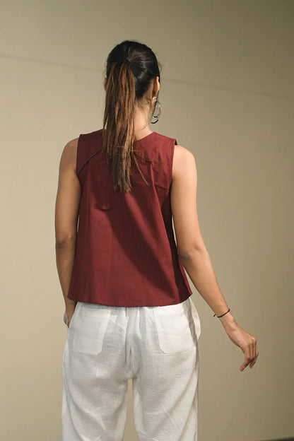 Onion Handloom Cotton Sleeveless Top