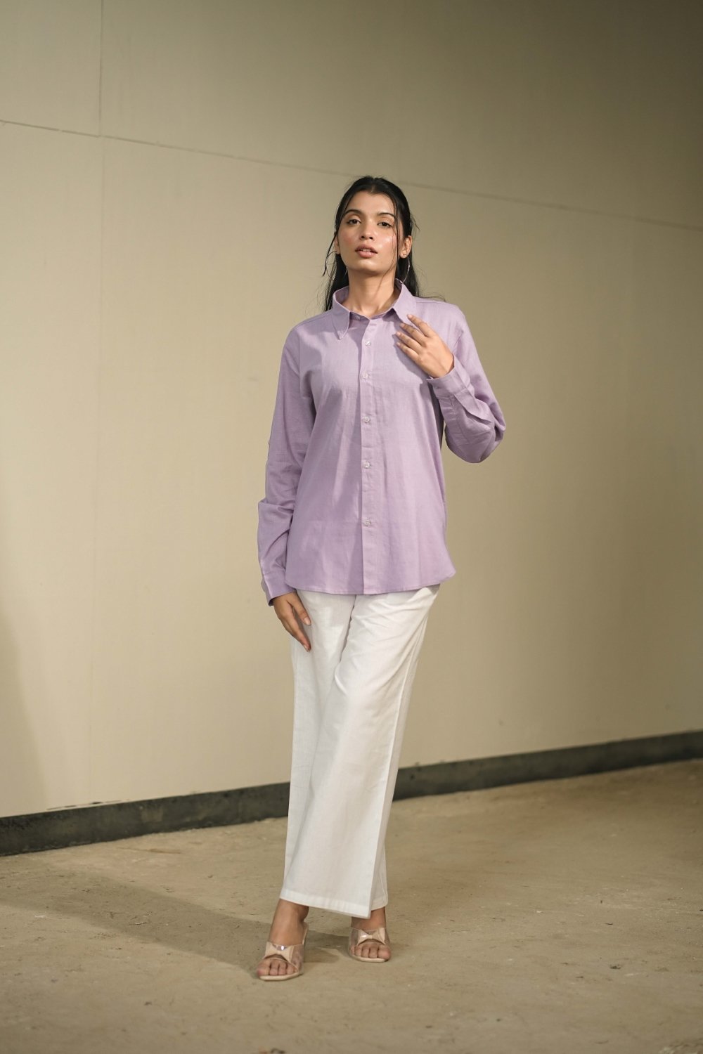 Women’s Lilac Cotton-Linen Shirt