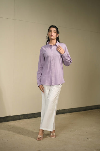 Women’s Lilac Cotton-Linen Shirt