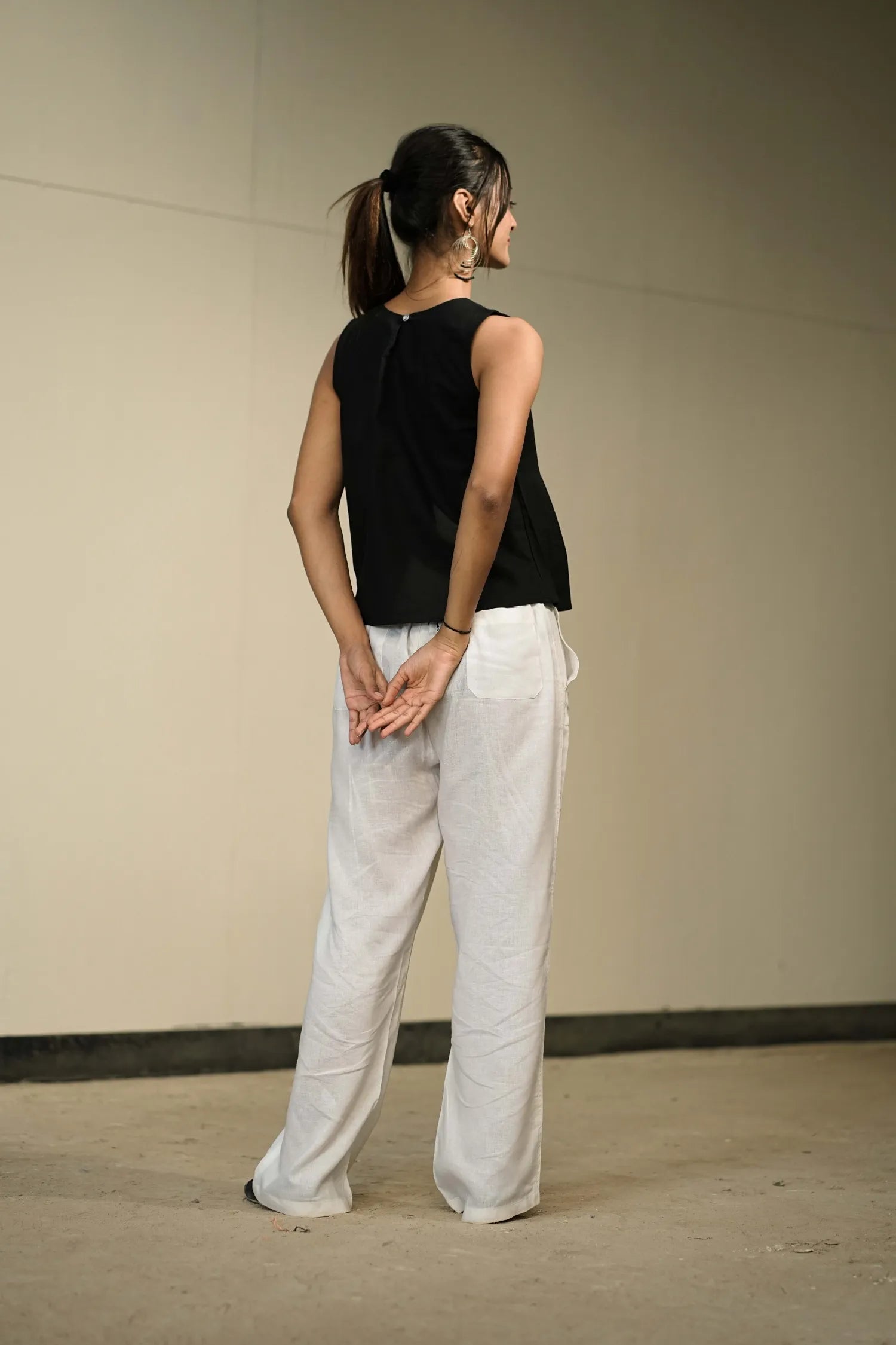 Black Handloom Cotton Sleeveless Top