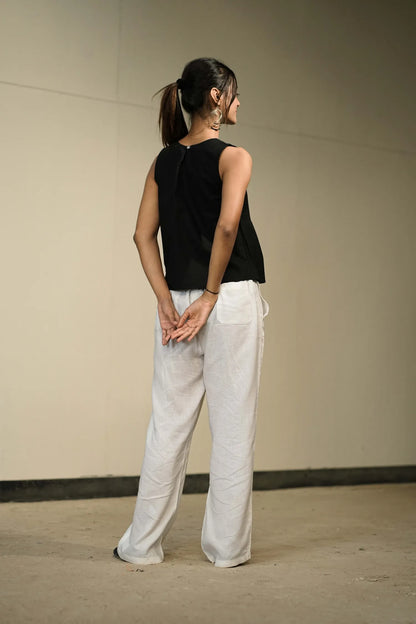 Black Handloom Cotton Sleeveless Top