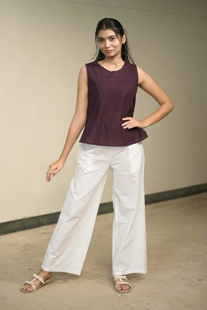 Purple Handloom Cotton Sleeveless Top