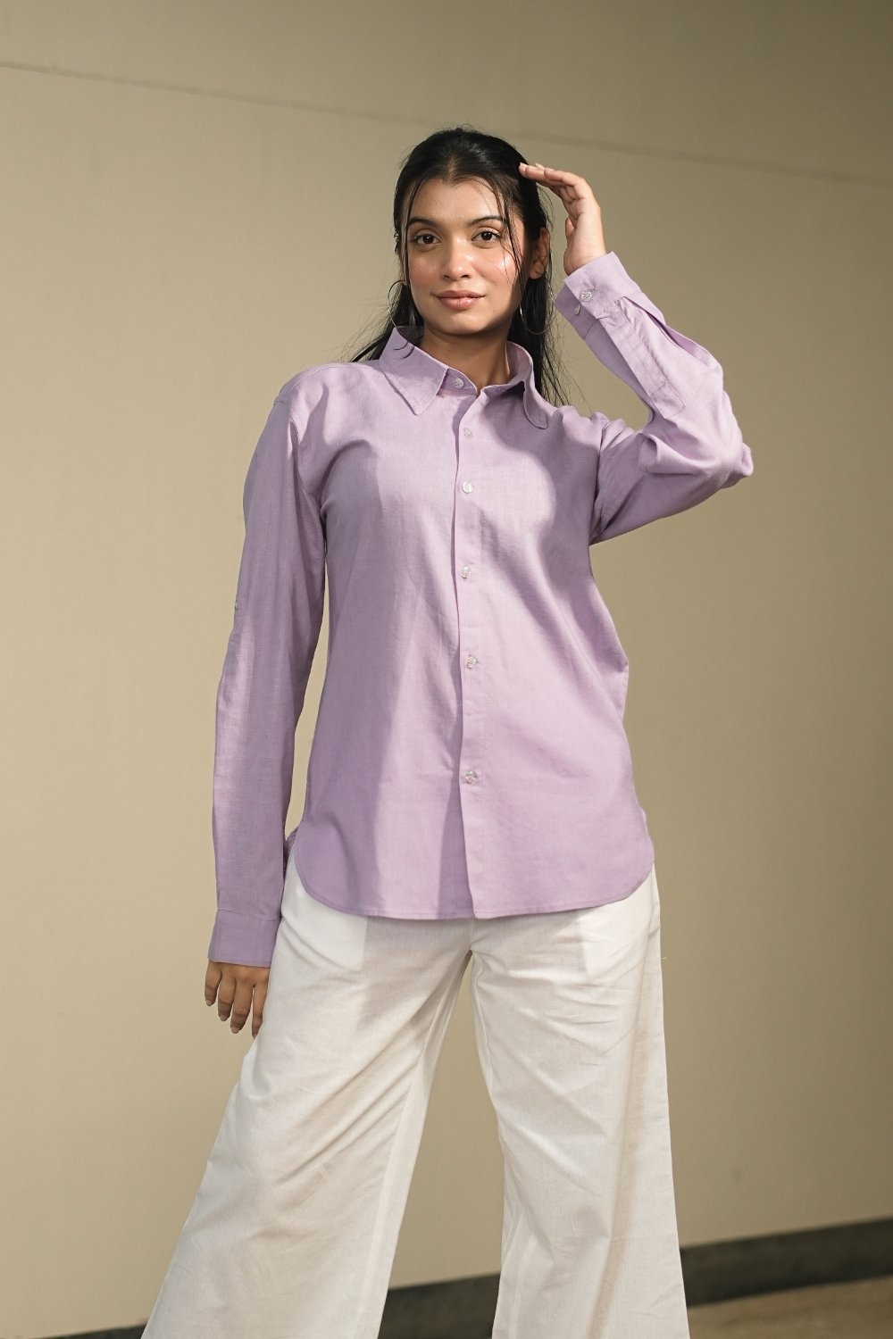 Women’s Lilac Cotton-Linen Shirt