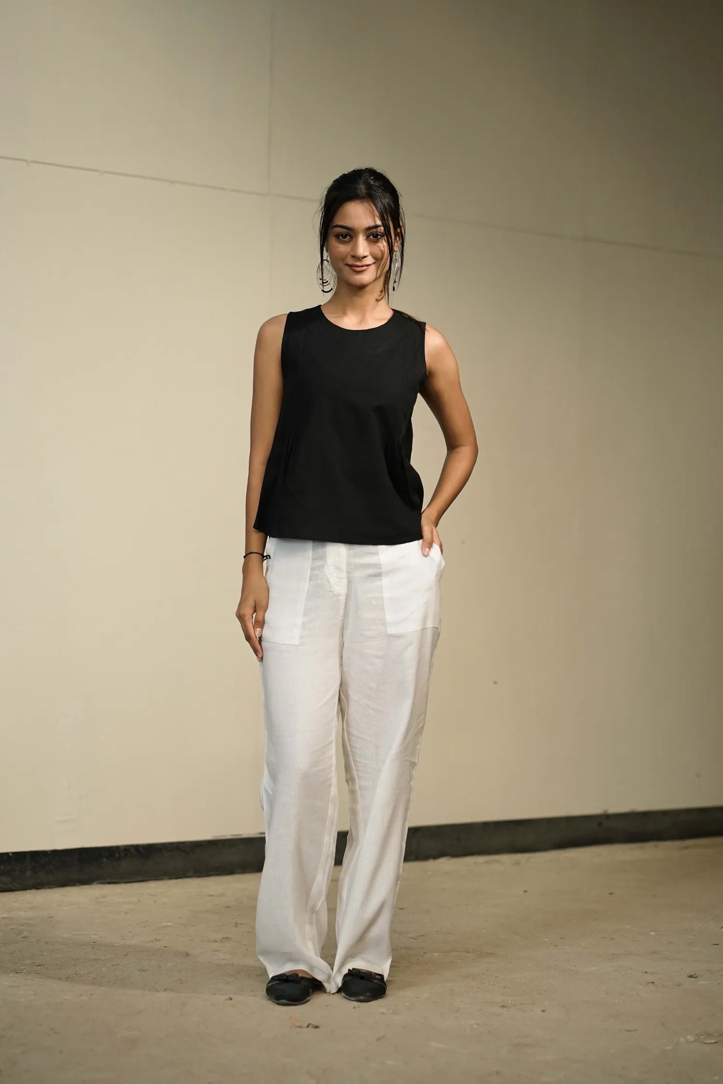 Black Handloom Cotton Sleeveless Top