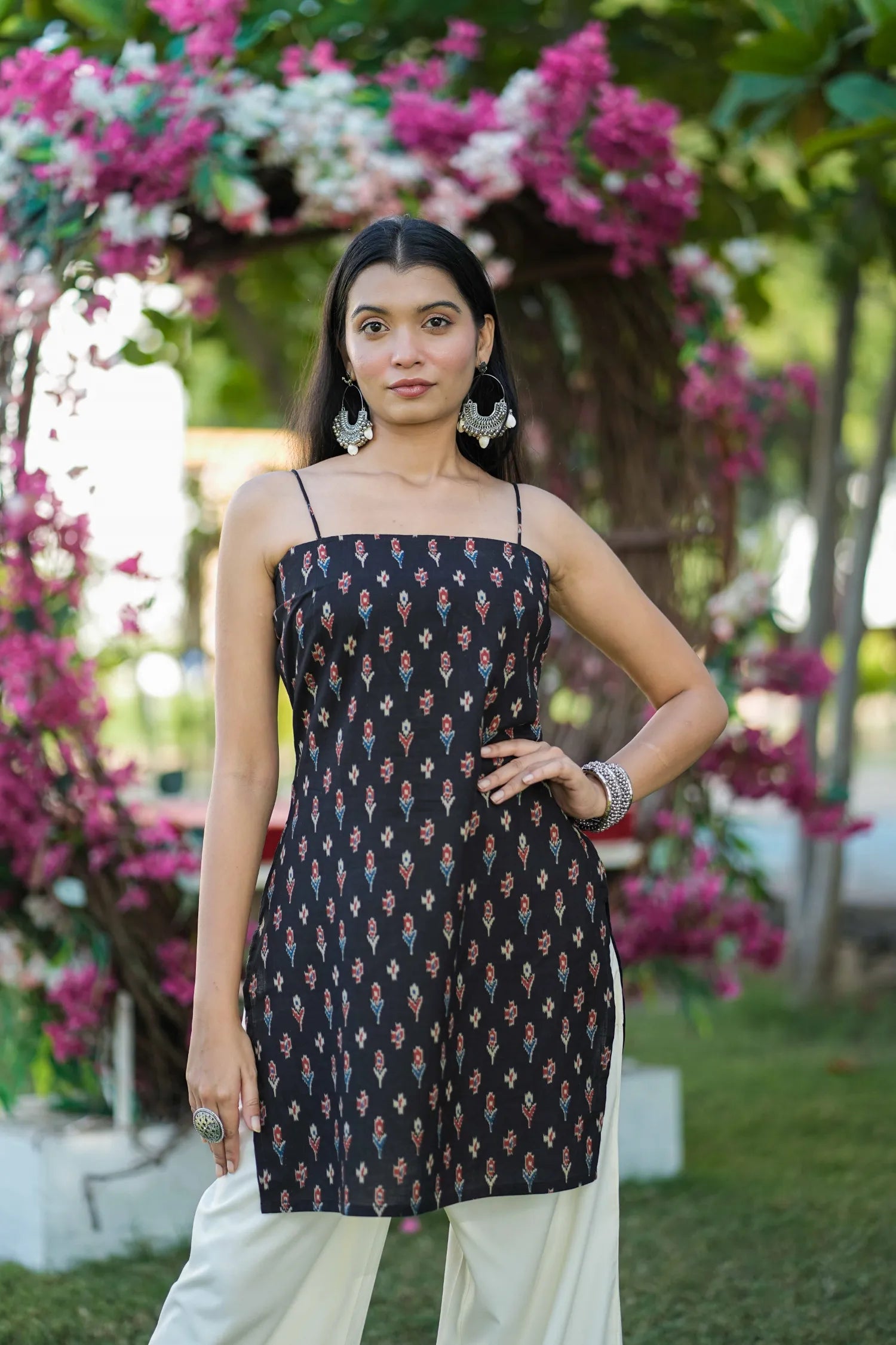 Black Ikat Corset Back Kurti