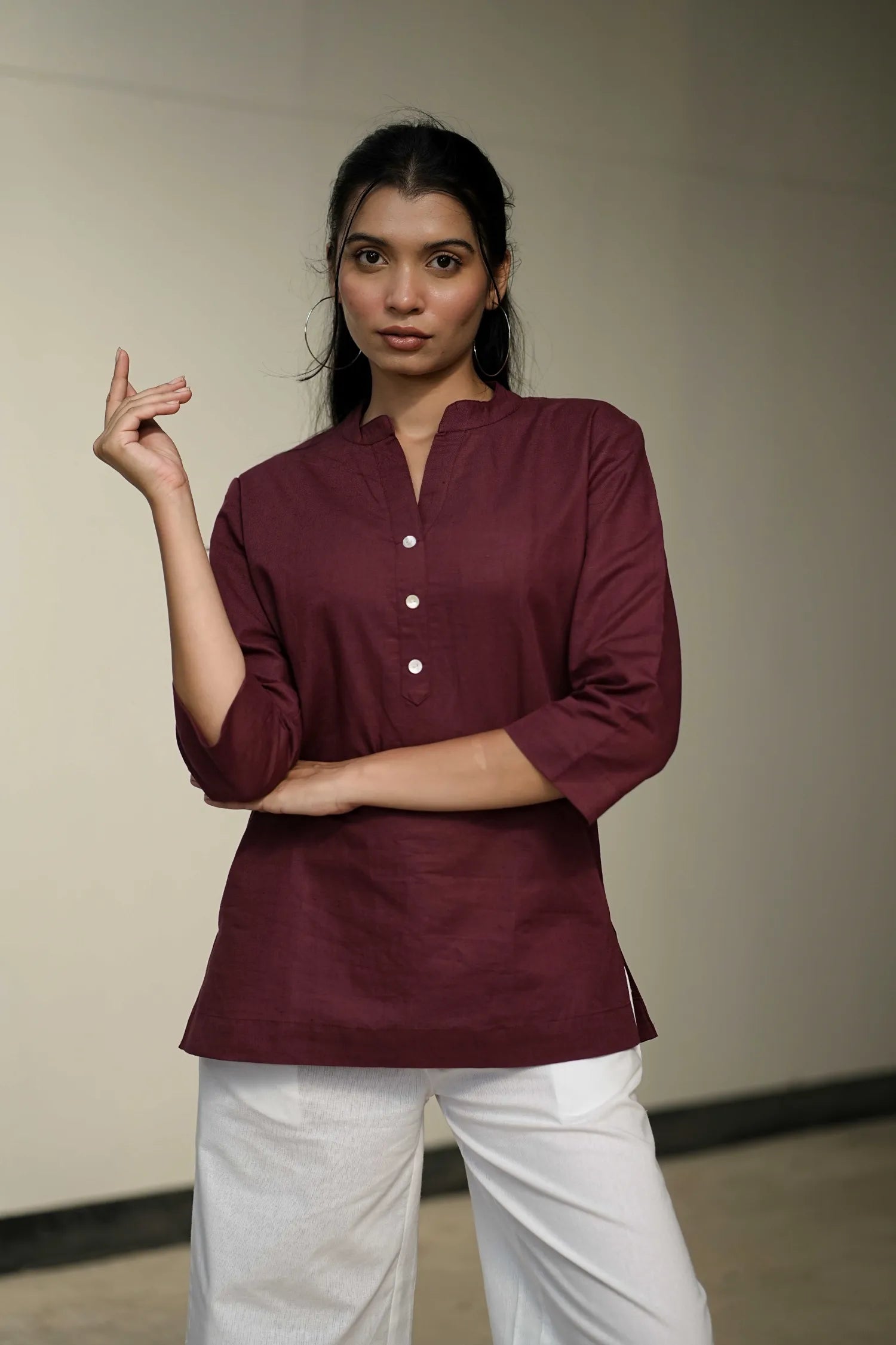 Women’s Onion Cotton-Linen Short Kurta