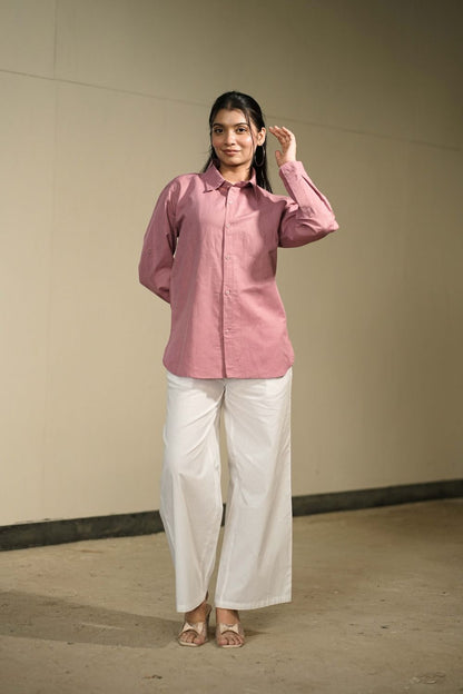 Women’s Pink Cotton-Linen Shirt