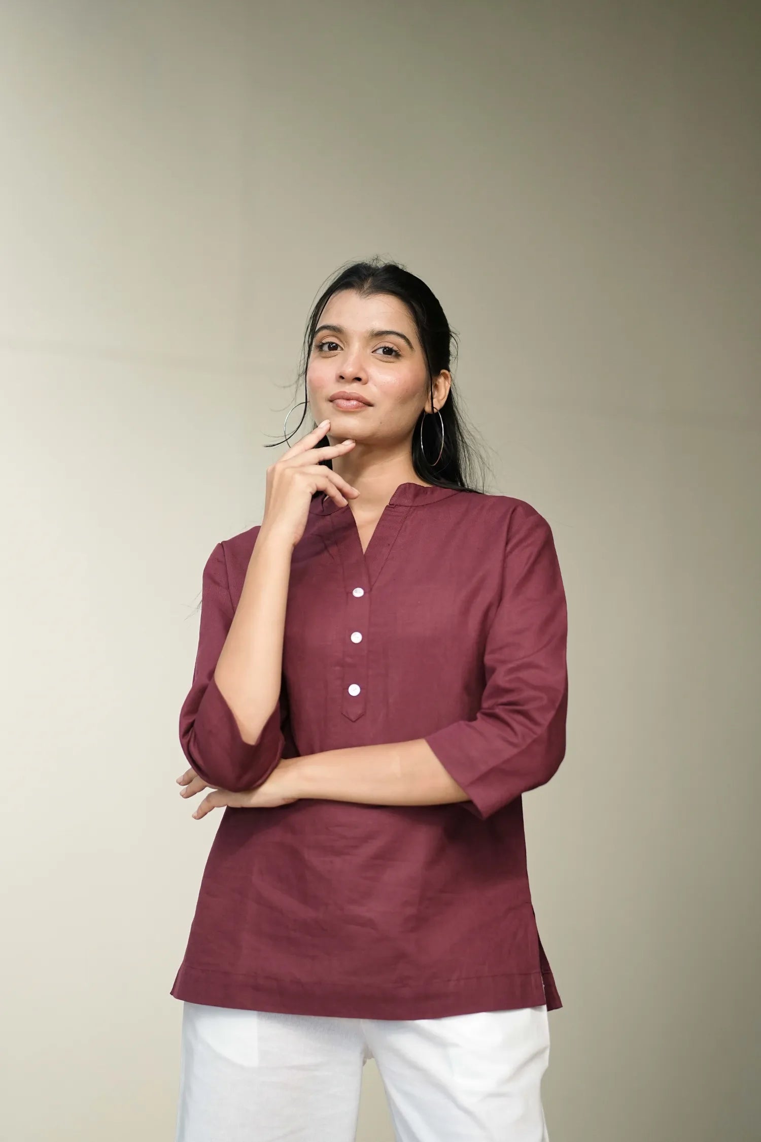 Women’s Onion Cotton-Linen Short Kurta