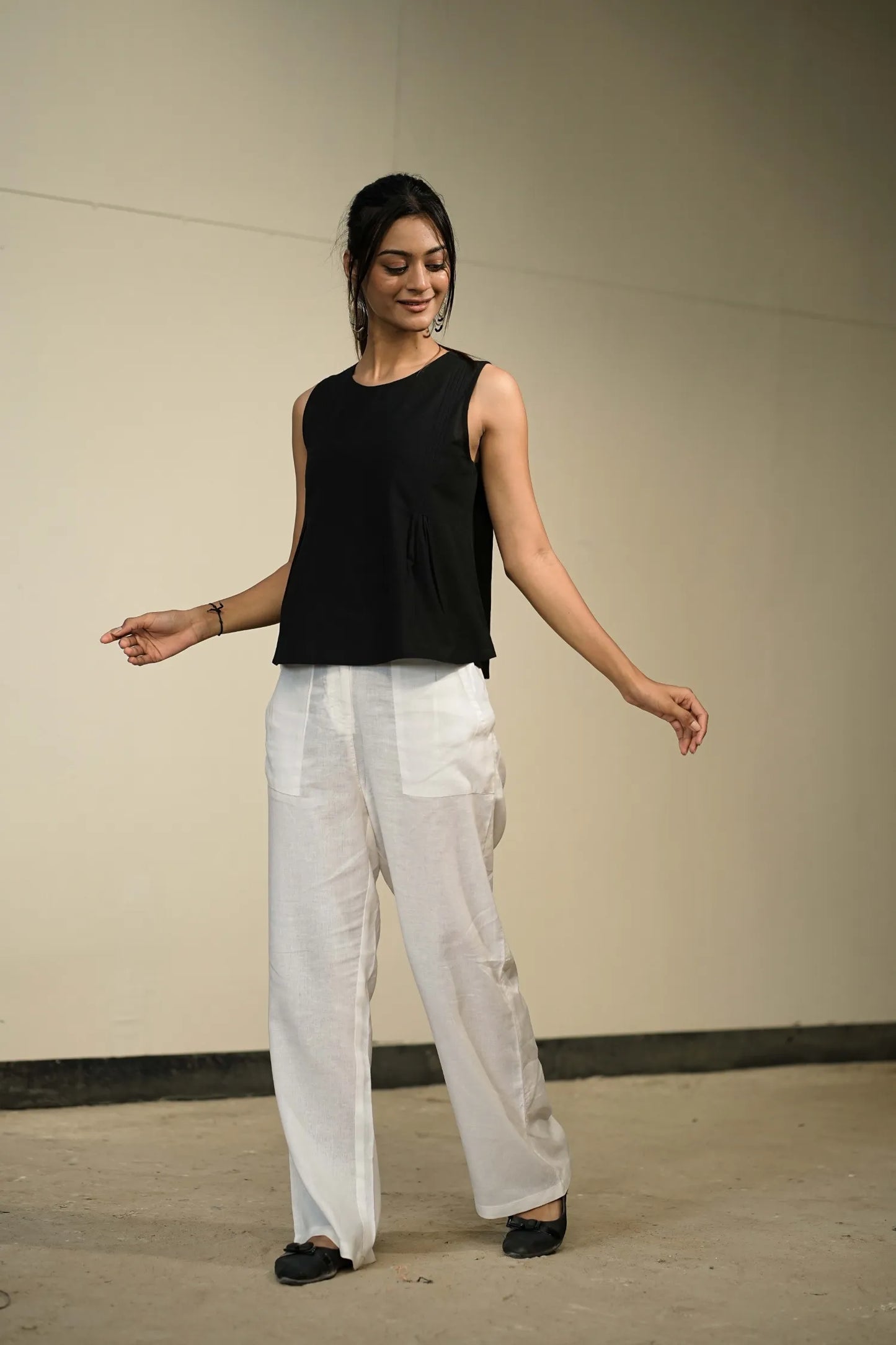 Black Handloom Cotton Sleeveless Top