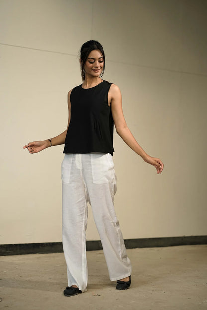 Black Handloom Cotton Sleeveless Top