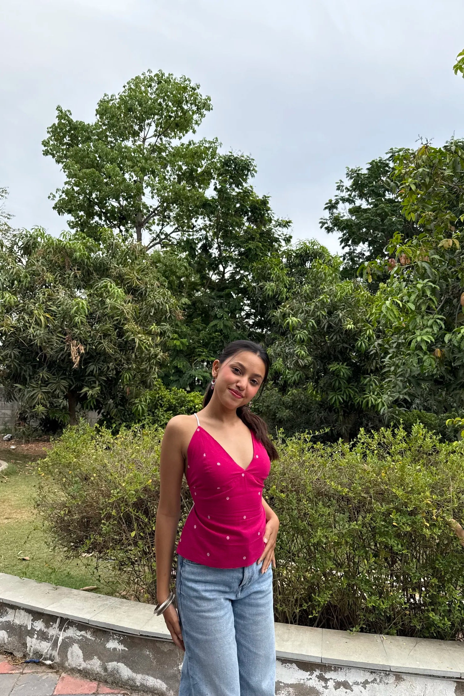 Hot Pink Buta Tie Back Top