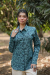 Teal Floral Cotton Shirt